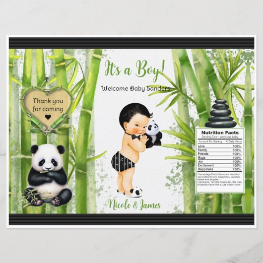 Panda Bamboe Thema Baby Jongen Chip Zak (Voorkant)