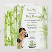 Panda Bamboe Thema Baby Jongen Zwart Wit Groen Kaart (Voorkant / Achterkant)