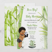 Panda Bamboe Thema Baby Jongen Zwart Wit Groen Kaart (Voorkant / Achterkant)