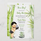 Panda Bamboe Thema Baby Jongen Zwart Wit Groen Kaart (Voorkant / Achterkant)