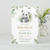Panda Bamboo Baby shower Kaart (Staand voorkant)
