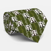 Panda Bamboo Shoot Gecontroleerd Patroon Stropdas (Opgerold)