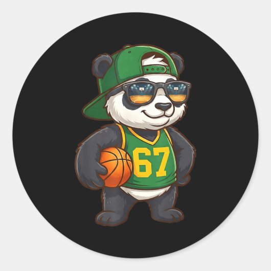 Panda Basketball 67 Gen Alpha Slang Srts Men Boys  Ronde Sticker (Voorkant)