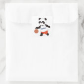 Panda Basketball Player Dribbling Vierkante Sticker (Tas)