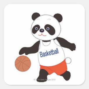 Panda Basketball Player Dribbling Vierkante Sticker