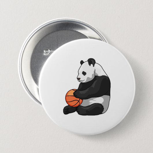 Panda Basketball speler Basketball Ronde Button 7,6 Cm (Voorkant /achterkant)