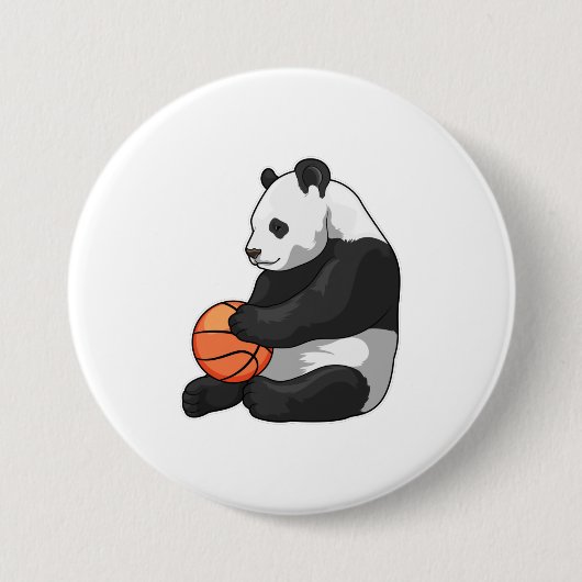 Panda Basketball speler Basketball Ronde Button 7,6 Cm (Voorkant)