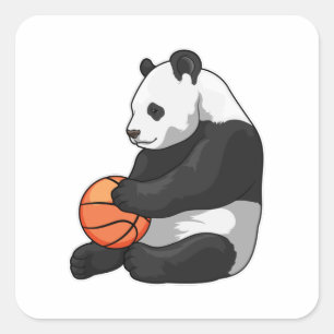 Panda Basketball speler Basketball Vierkante Sticker