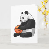 Panda Basketbalspeler Basketbal Kaart (Gele Bloem)