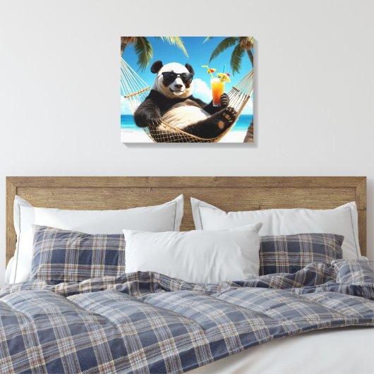 Panda Beach Relaxation Canvas Afdruk (Insitu (Slaapkamer))