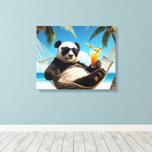 Panda Beach Relaxation Canvas Afdruk (Insitu (Houten vloer))