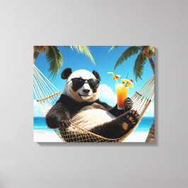 Panda Beach Relaxation Canvas Afdruk