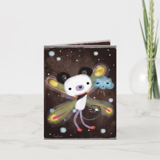 Panda Bear and cute cloud friend card dark grungy Kaart (Voorkant)
