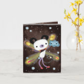 Panda Bear and cute cloud friend card dark grungy Kaart (Gele Bloem)
