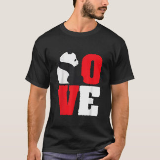 Panda Bear Black And White Panda Love T-shirt
