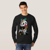 Panda Bear Christmas Pajama Funny Xmas Lights Anim T-shirt (Voorkant volledig)