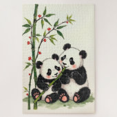 Panda Bear Couple Simple Love Ink Art Legpuzzel (Verticaal)