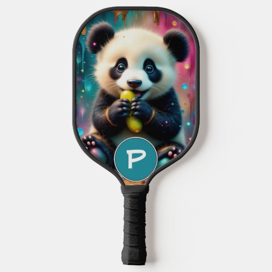 Panda Bear eats a pickle Monogram Pickleball Paddle (Achterkant)