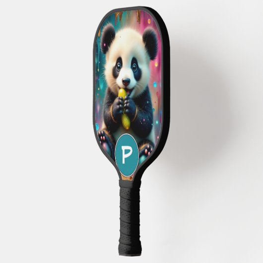 Panda Bear eats a pickle Monogram Pickleball Paddle (Links)