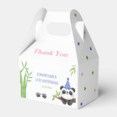 Panda Bear Green Bamboo Kids Birthday  Bedankdoosjes (Achterkant)