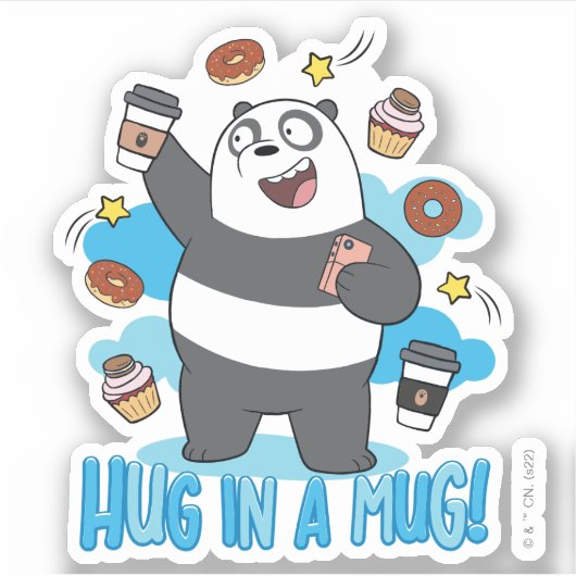 Panda Bear - Hug in a Mug! Sticker (Voorkant)