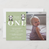 Panda Bear Kawaii Kids First One Birthday Photo Kaart (Voorkant)