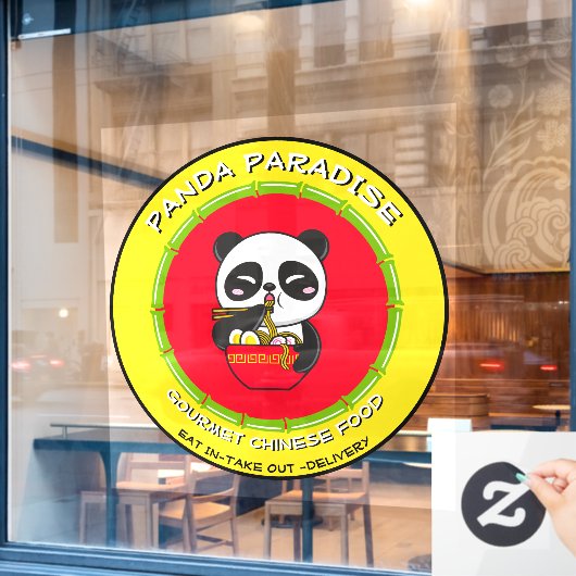 Panda Bear Noodles Chinees Restaurant op maat make Raamsticker (Cafe Raam)