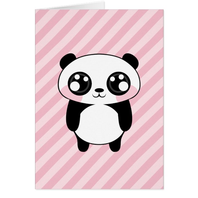 Panda Bear Pink Stripes Background (Voorkant)