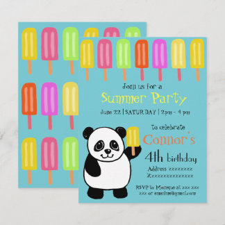 Panda Bear Summer Party met ijslolly's Kaart