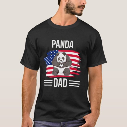 Panda Bear Us Flag 4th Of July Panda Dad T-shirt (Voorkant)