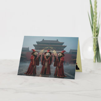 Panda Bear Witch Halloween Card Feestdagen Kaart
