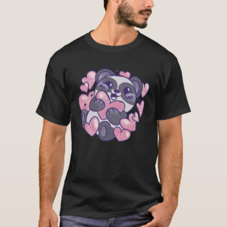 panda bear with hearts cute sweet panda t-shirt