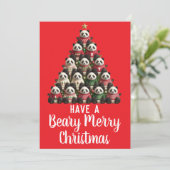 Panda Beary Vrolijke kerstboom Feestdagenkaart (Staand voorkant)