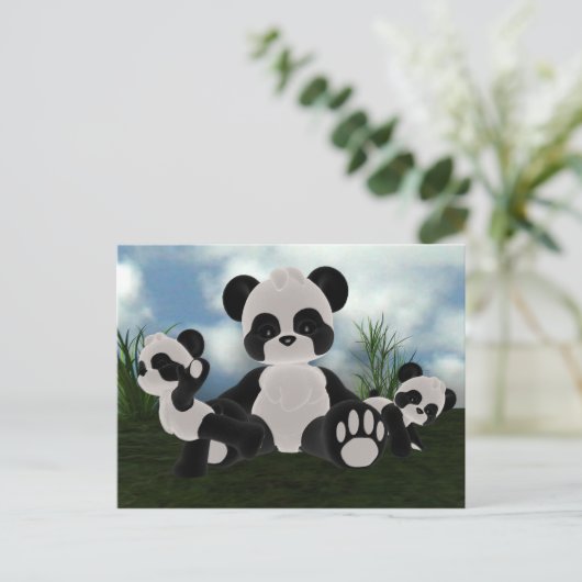 Panda Bearz Sunny Day Postcard Briefkaart (Staand voorkant)
