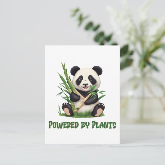 Panda Beer aangedreven door planten Briefkaart (Staand voorkant)