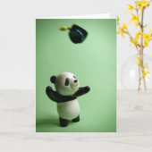 Panda Beer afstudeerdop gooien Kaart (Gele Bloem)