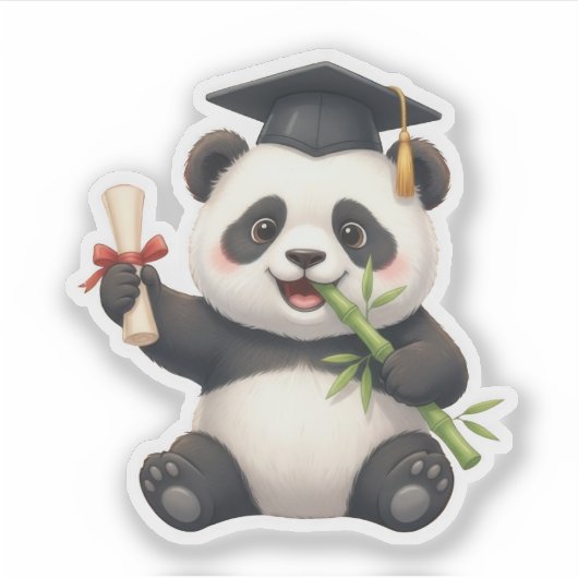 Panda Beer Afstuderen Sticker (Voorkant)