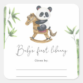 Panda Beer - Baby Shower-boekenlegger Vierkante Sticker