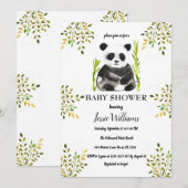 Panda Beer Baby shower groen Natuur Kaart (Voorkant / Achterkant)