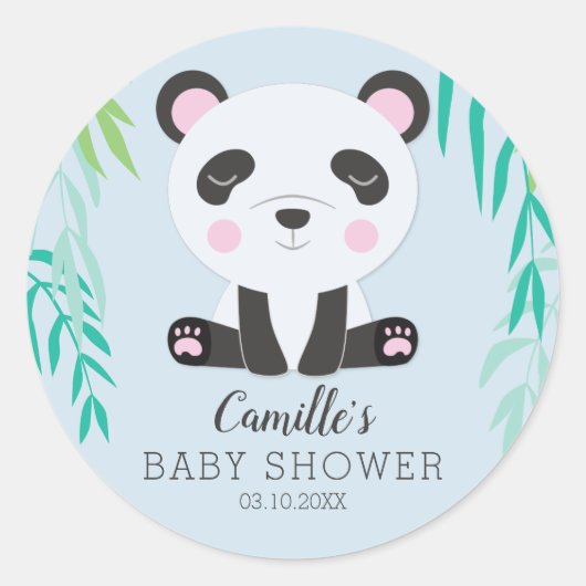 Panda Beer Baby shower Label gepersonaliseerd (Voorkant)