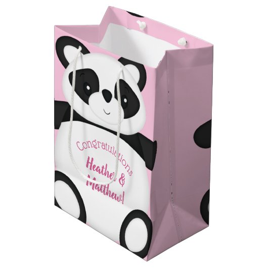 Panda Beer Baby shower Medium Cadeauzakje (Voorkant Gekanteld)
