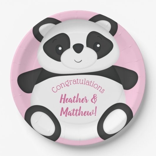 Panda Beer Baby shower Papieren Bordje (Voorkant)