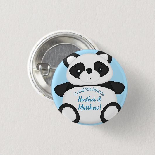 Panda Beer Baby shower Ronde Button 3,2 Cm (Voorkant /achterkant)