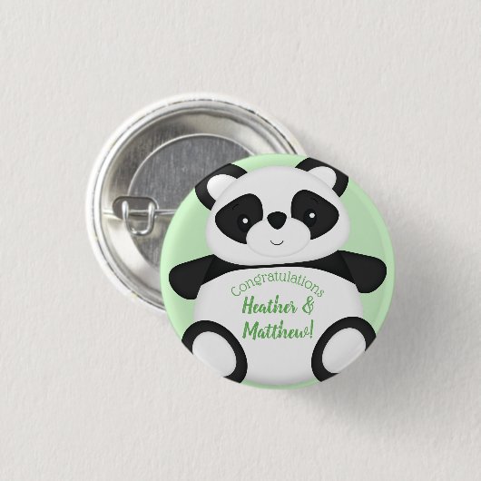 Panda Beer Baby shower Ronde Button 3,2 Cm (Voorkant /achterkant)