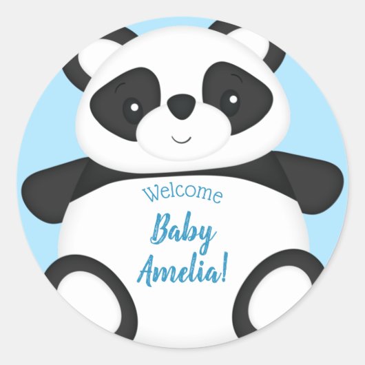 Panda Beer Baby shower Ronde Sticker (Voorkant)