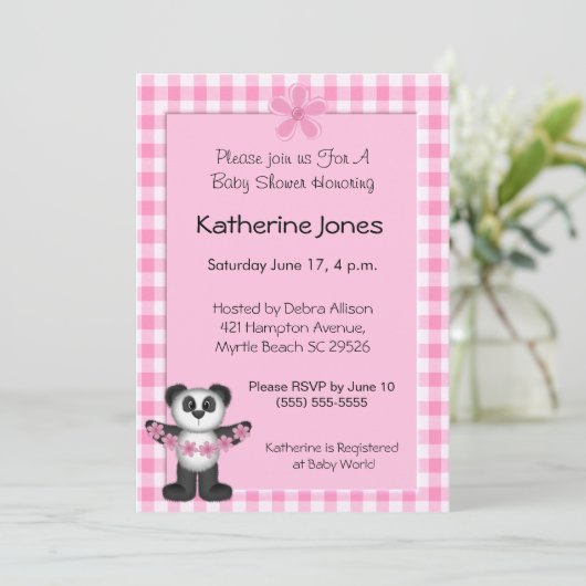 Panda Beer Baby shower Uitnodigingen (Staand voorkant)