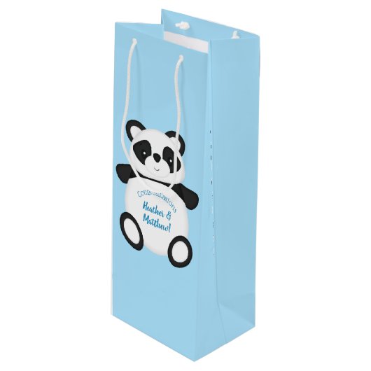 Panda Beer Baby shower Wijn Cadeautas (Voorkant Gekanteld)