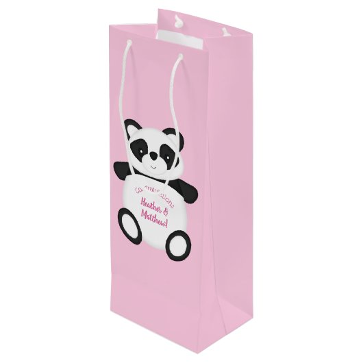 Panda Beer Baby shower Wijn Cadeautas (Achterkant Gekanteld)