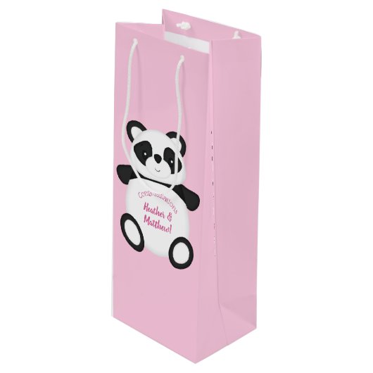 Panda Beer Baby shower Wijn Cadeautas (Voorkant Gekanteld)