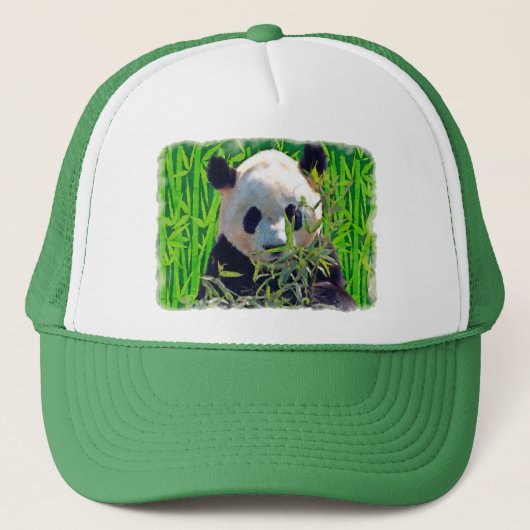 Panda Beer & Bamboe Natuurkunst Trucker Pet (Voorkant)